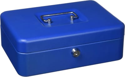 Geldcassette - Geldkistje met slot - Veilig opbergen - Krasbestendig staal - 250 x 180 x 90 mm - Blauw
