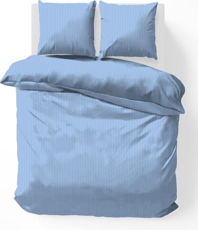 iSleep Dekbedovertrek Satijnstreep - Eenpersoons - 140x200/220 cm - Licht Blauw