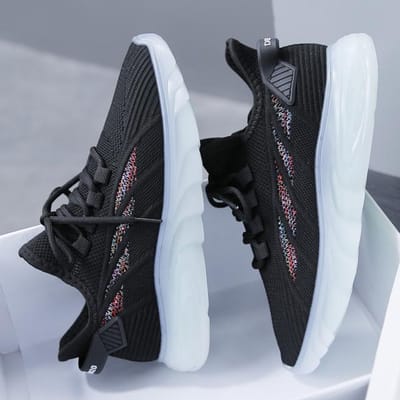 Chaussures de Course Femmes Baskets Respirantes Femmes Chaussure en Gel Respirante en Maille Coréenne Ultralégère Chaussures Vulcanisées Couple Baskets Décontractées 35 noir