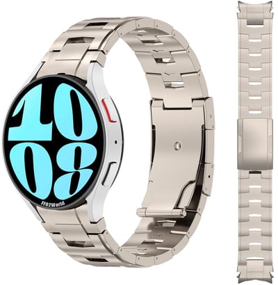 Stravo Oracle Titanium Metalen Horlogebandje met Drukknopsluiting – Premium metalen smartwatch bandje geschikt voor Samsung Galaxy Watch 7 / Watch 6 (Classic) / Watch 5 (Pro) / Watch 4 (Classic) / Watch FE – Titanium + inclusief versteltool