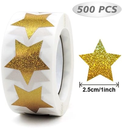 Stickers - 500 vellen - Sluitstickers - Cadeaustickers - Kinderstickers - Stickers voor volwassenen - Beloningsstickers voor kinderen - 1 rol - Sterrenstickers - Geschikt voor verpakking