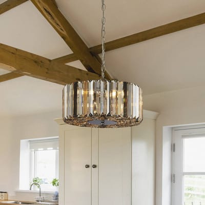 Searchlight Hanglamp Chapeau met kristalbezetting, Ø 35 cm