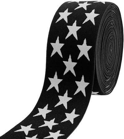 Elastische band voor naaien, 40mm breed, sterke elastische band, 5m gekleurde rol met zwarte sterren voor het maken van kleding, ondergoed en pruiken DIY