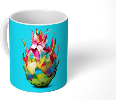 Mok - Koffiemok - Drakenfruit - Blauw - Levendig - Mokken - 350 ML - Beker - Koffiemokken - Theemok