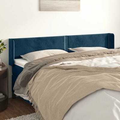 vidaXL - Hoofdbord - met - randen - 203x16x78/88 - cm - fluweel - donkerblauw
