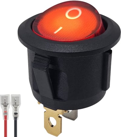ProRide Wipschakelaar ON-OFF KCD2-220 - met Aansluitkabel - Rond - 3 pins - 250V/6A - Rood