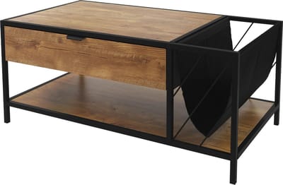 Salontafel 100x54 cm met tijdschriftenvak eiken look bruin zwart Woonkamertafel ML design