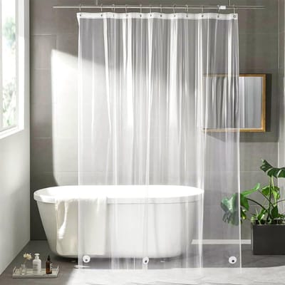 Dailygoods - Douchegordijn Transparant 180x200cm - Badgordijn met 12 ringen - PEVA Douchegordijn Doorzichtig - Waterdicht met Magneet aan de onderkant voor Badkuip Badkamer