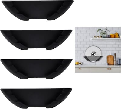 Famanu - Pannendekselhouder set van 4 zelfklevende houders voor wand en kastdeur geschikt voor grote deksels