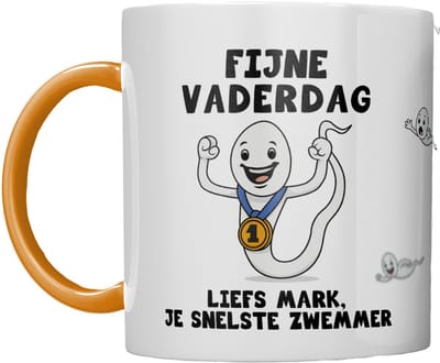 MOK | VADERDAG | SNELSTE ZWEMMER | GEPERSONALISEERD MET NAAM | ORANJE