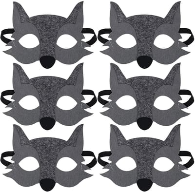 Dailygoods- Wolf-maskers 6 stuks - Dierenmaskers - Vilten Maskers - Cosplay - Verjaardagsfeesten - Geschikt voor kinderen