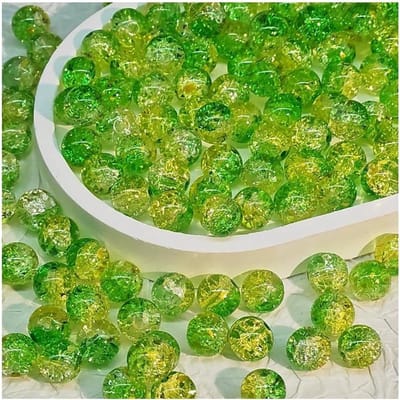 100 Stuks Craquele Glazen Kralen 10mm Rond voor Sieraden Maken, Armbanden, Oorbellen en Kettingen in Geel en Groen