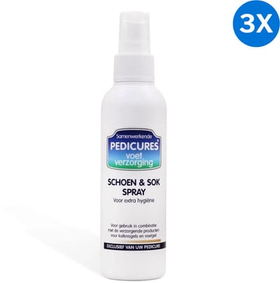 3x Samenwerkende Pedicures Schoen en Sok Spray Samenwerkende Pedicures - Wit - Hygiënische en frisse sokken en schoenen