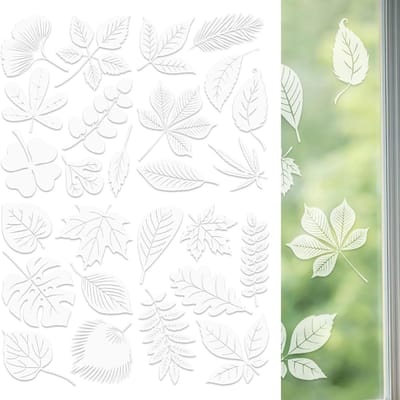 Dailygoods - 26 stuks raamstickers voor vogels, raamfolie ter bescherming tegen vogelbotsingen, Transparant Mat Bladdesign voor op balkons of bij glazen deuren