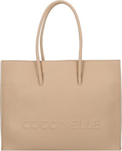 COCCINELLE Leren Handtas Myrtha Maxi Log Handbag Grained Leather Fresh Beige