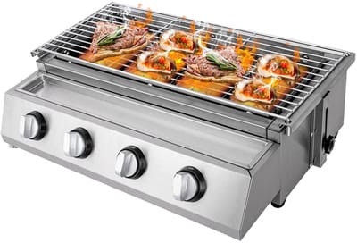 Rolu Gas BBQ – Gasbarbecue – Tafel Barbecue – Infrarood Systeem – 4 Branders – RVS – Draagbaar – Geschikt Voor LPG