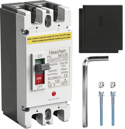 Allecto - DC-stroomonderbreker - 2-polig - 125A - Geschikt voor fotovoltaïsche systemen - Geschikt voor zonnepanelen - Hoge kwaliteit en betrouwbaa...