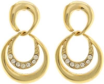 Behave - Dames oorbellen - Goudkleur hanger met steentjes - Elegant 3 cm