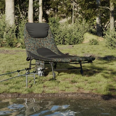 Visbed - Campingstoel Ligbed - Vissen Buitenactiviteiten - Verstelbare Poten Moddervoeten - 85 x 73 x 22 cm - Camouflage