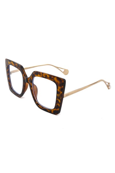 KIMU® Computerbril Vierkant - Groot Tortoise Bruin Montuur - Doorzichtige Glazen - Volwassenen Dames Kantoor Beeldscherm Blauwfilter Filter Oversized Festival