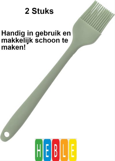 2x Siliconen Bakkwast - 26CM - Groen - Keukengerei - Insmeren/Invetten - van Heble®