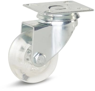 Transparant Meubel zwenkwiel met topplaat - 50mm - 50kg