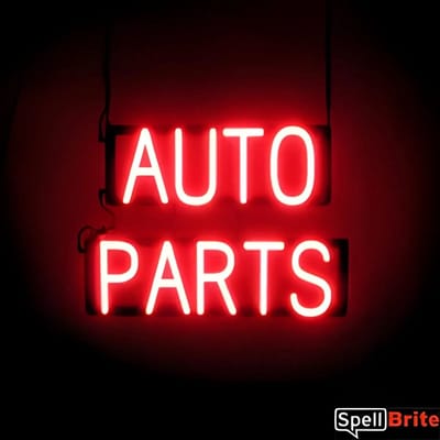 AUTO PARTS - Lichtreclame Neon LED bord verlicht | SpellBrite | 53 x 38 cm | 6 Dimstanden - 8 Lichtanimaties | Reclamebord neon verlichting