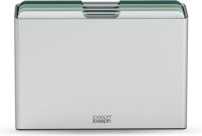 Joseph Joseph Folio™ Snijplankenset 4-delig – Large – Lichtgroen – Kleurgecodeerd – Met Opbergstand – RVS Handgrepen