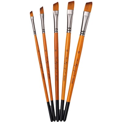 5 stuks Teken Verf Penselen Set Kit Kunstenaar Penseel met Nylon Haar voor Kunstenaar Acryl Aquarel -4 orange