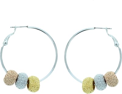 Behave - Dames oorringen tricolor kralen glanslook feestelijk 3,5 cm