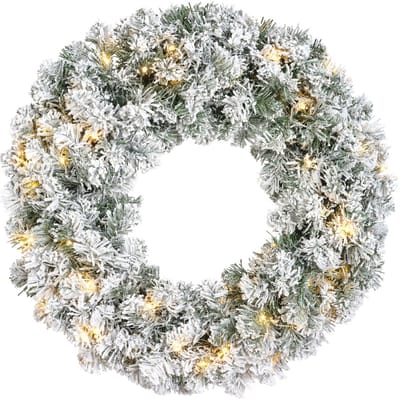 Kerstkrans / Deurkrans 60CM met LED verlichting en sneeuweffect - 50 lampjes