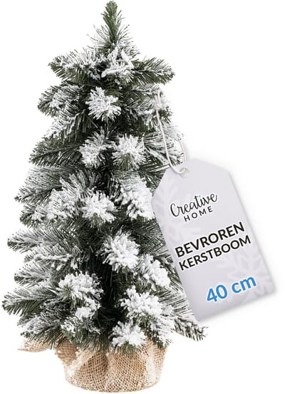 Creative Home Kunstmatige Kerstboom met Sneeuw | Kunstmatige Kerstboom | 40 cm | Decoratieve Kerstboom Klein voor Tafelvensterbank Kantoor | Binnen, Buiten | Cadeau Decoratie Kerstversiering