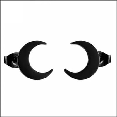 Aramat Jewels | Oorbellen | RVS Maan Oorbellen - Trendy Moon Studs | Zwart-10mm | |8mm | Staal | Kinderen, Volwassenen | Verkleurd niet