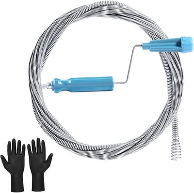 Spiraal Afvoerreiniger 5m x 6mm met Beschermende Handschoenen voor Effectieve Ontstopping van Afvoerleidingen