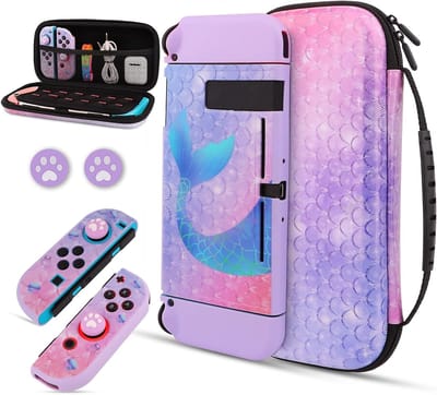 Draagbare Hard Shell Opbergtas voor Nintendo Switch met Handvat - Beschermende Reiscover in Paars voor Console Accessoires