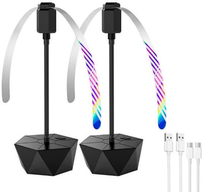 Tafel Vliegenafweermiddel met zachte bladeren, USB-oplaadfunctie, draagbare vliegen afweer ventilator, chemicaliënvrije muggenafweer ventilator, geschikt voor picknicks en barbecues (2-pack)