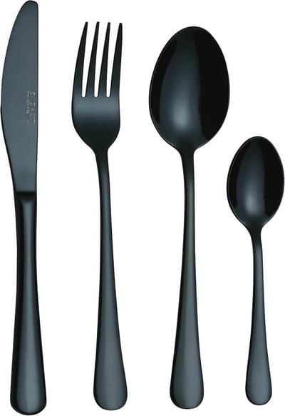 Bestekset voor 4 Personen - 16 Delig Roestvrij Staal - Vaatwasmachinebestendig - Elegant Zwart Goud