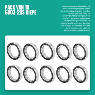 Dailygoods- Lagers 10 Stuks - Diepe Groef Lagertjes - Sealed Rubber - 17mm x 26mm x 5mm - Hoogwaardige Staal - Geluidsreductie - Skateboardlagers