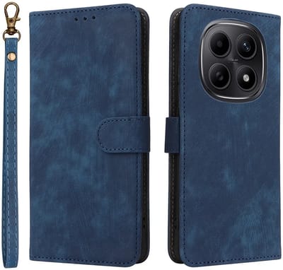 Hoesje geschikt voor Xiaomi Redmi Note 15 4G/5G / Xiaomi Poco M8 - Phonesta Vintage Skin Book Wallet Case met afneembaar koord - Blauw
