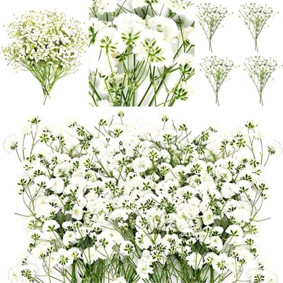 Dried Artificial Gypsophila 60 Stuks - Natuurlijke Gedroogde Bloemen voor Resin Art, Ambachten, DIY Kaarten en Bruiloften