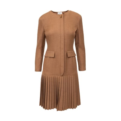 Valentino Boutique Plissé Wol Jurk - '90s
