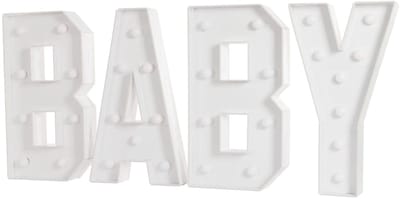 Oplichtende letters – Voor feestdecoratie bij babyfeestjes, babyborrels of Nieuwjaar – LED-verlichting – 70 cm, wit
