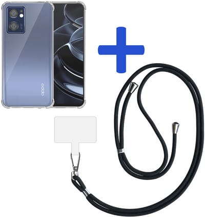 Telefoonhoesje Geschikt voor Oppo Reno 7 5G Transparant Schokbestendig met Afneembaar Universeel Telefoonkoord - Backcover Case Siliconen ShockProof with Lanyard - Smartphonica geschikt voor Oppo Reno7 5G