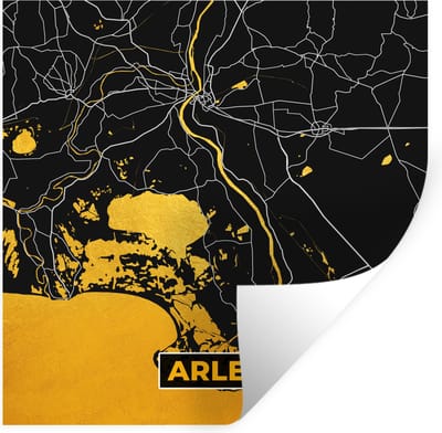Muurstickers - Sticker Folie - Plattegrond – Kaart – Stadskaart – Frankrijk – Arles - 100x100 cm - Plakfolie - Muurstickers Kinderkamer - Zelfklevend Behang XXL - Zelfklevend behangpapier - Stickerfolie
