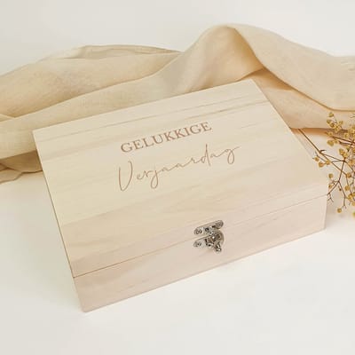 Theedoos - Thee cadeau - Houten theedoos - Verjaardagscadeau - Gelukkige verjaardag - Gegraveerde theedoos