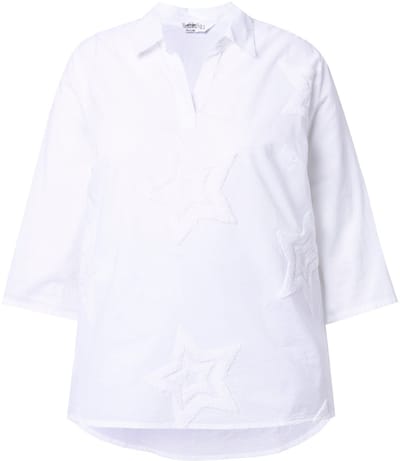 Angel of Style - Dames - Tuniek A-lijn kleurrijke badstof sterren 3/4-mouwen - Sneeuwwit - Maat 50