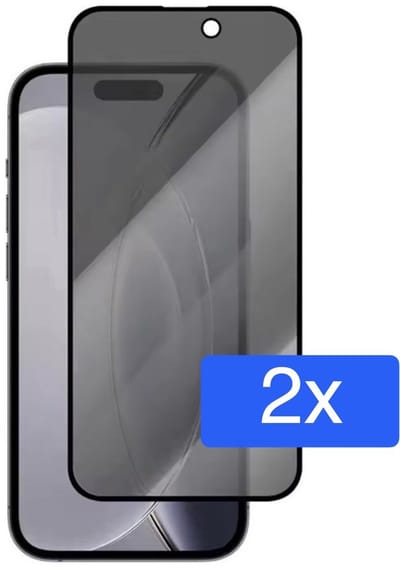 2x Privacy Screen protector iPhone 17 Pro - Screenprotector Privacy geschikt voor iPhone 17 Pro - Geschikt voor iPhone 17 Pro Screenprotector Privacy - Privacy Glass - Edge to Edge