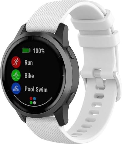 Siliconen Bandje Geschikt voor Garmin - 20 mm - Wit - Sport & Comfort Band - Quick Release - Geschikt voor Venu, Vivoactive & Forerunner