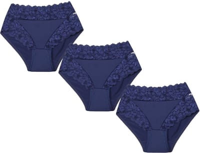 3-Pack Dames tailleslips JC met kant H805 Marine - maat XXL