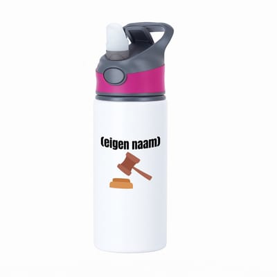 Hacebo® - rechter met hamer waterfles met rietje roze - Advocaat - iemand die rechter is - met eigen naam - leuk cadeau voor iemand die rechter is - cadeau - kado - water fles - 650ML